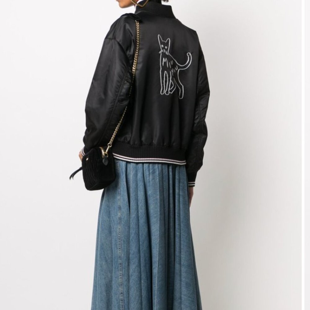Miu Miu Cat Embroidery Bomber Jacket vintage